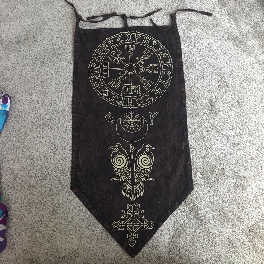 Viking Runic Wall Banner in Brown